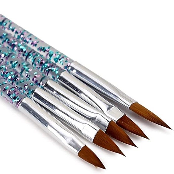 Natury Nails - Set 5 pinceles para construir y decorar uñas de gel UV, acrigel y acrílico