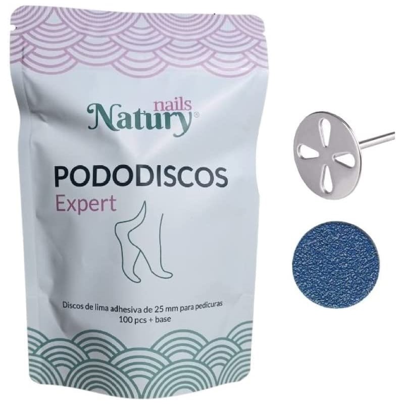 Natury Nails - Pododiscos Expert 25mm. 100 pcs + base. Granos 80, 120 y 180