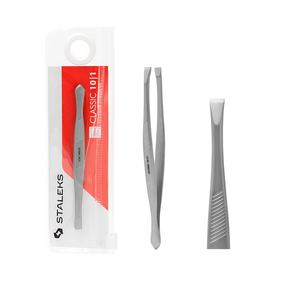 Natury Nails - Pinza para cejas – bordes anchos y rectos. Classic 10/1