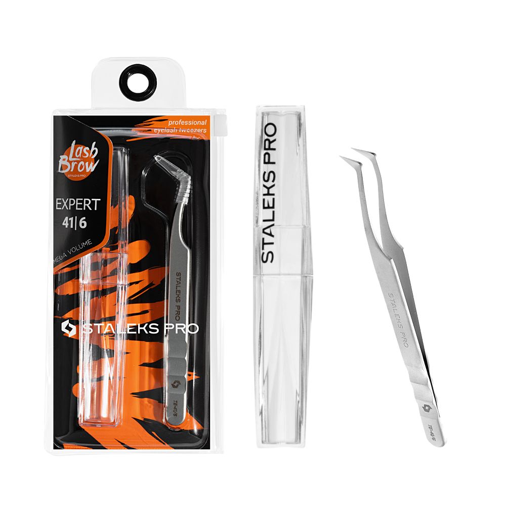 Natury Nails - Pinza para extensión de pestañas. Modelado mega volumen 75º. Expert 41/6