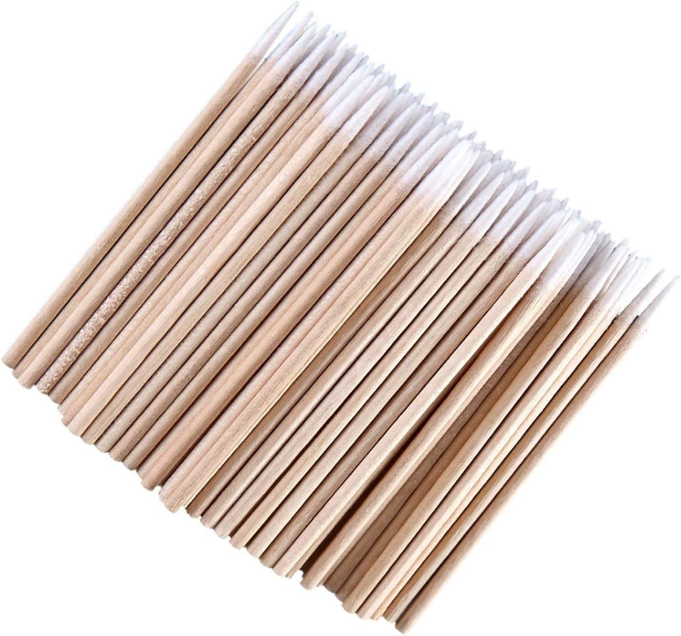 Natury Nails - Cabeza puntiaguda Algodón de madera 300 pcs Bastoncillos 6,5cm Microblading