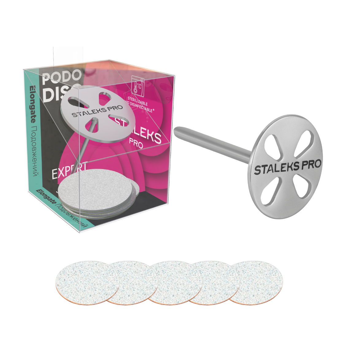 Natury Nails - Base pododisco Talla L – 25 mm con 5 recambios. Caña larga