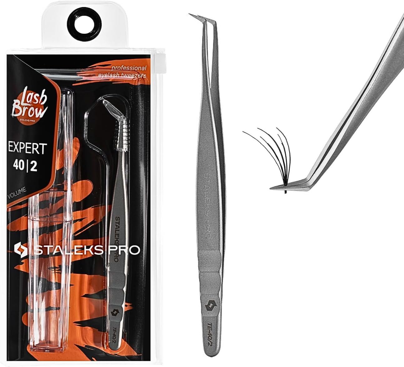 Natury Nails - Pinza para extensión de pestañas. Modelado mega volumen 70°. Expert 40/2