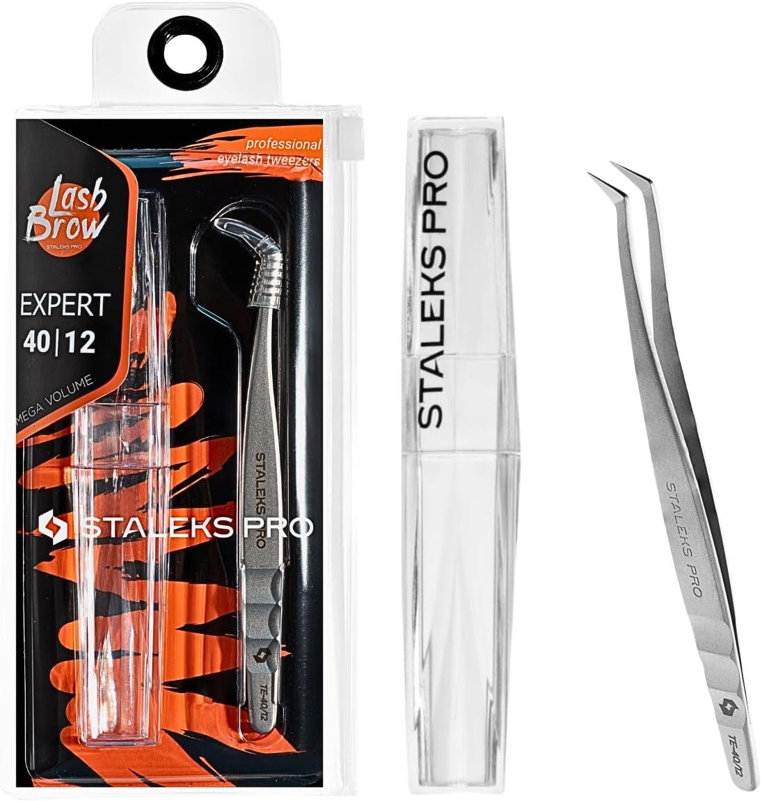 Natury Nails - Pinza para extensión de pestañas. Modelado mega volumen 65°. Expert 40/12