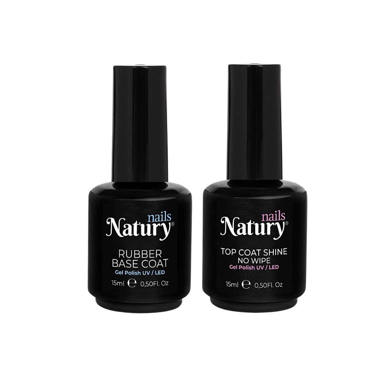 Natury Nails - Set Top Coat NO WIPE y Rubber Base Coat